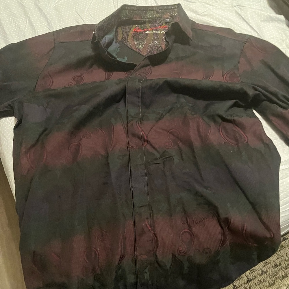 Men's Black and Red Patterned Shirt